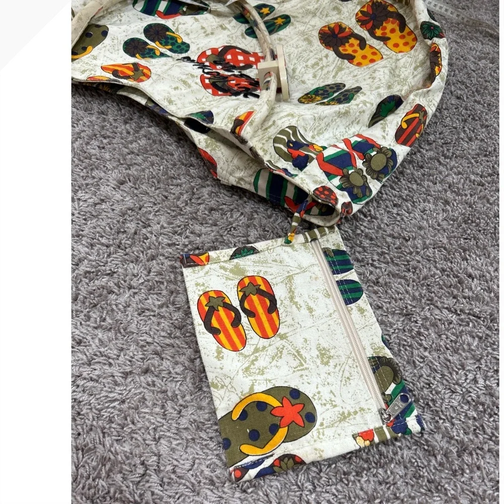 St. Thomas USVI Flip Flop Print Tote Bag with Matching Zipper Pouch‎